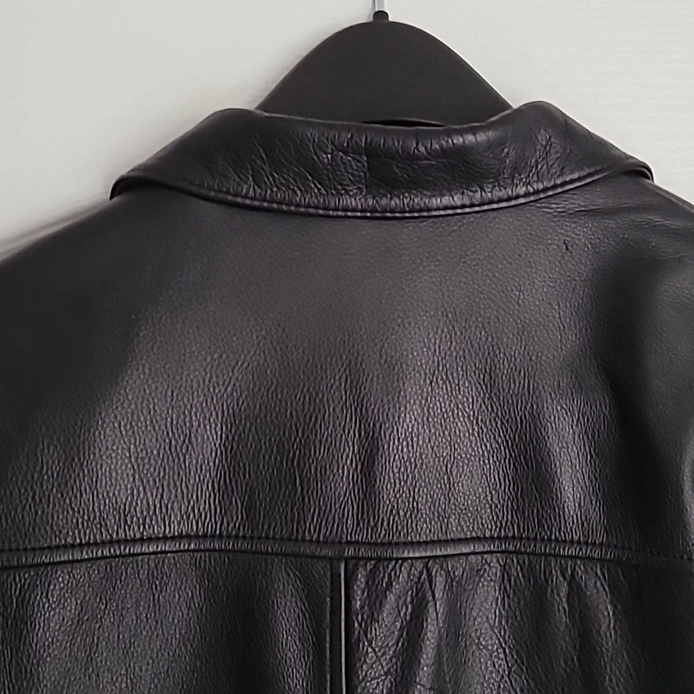 Girl's Black Copper Key Genuine Leather Jacket Size 14/16 - Picture 7 of 10